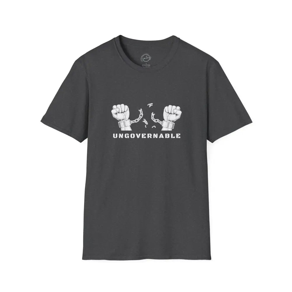 Ungovernable Handcuffs Breaking Free T-Shirt | Rebel Freedom Tee | Novelty Break the Chains Shirt - XS / Dark Heather