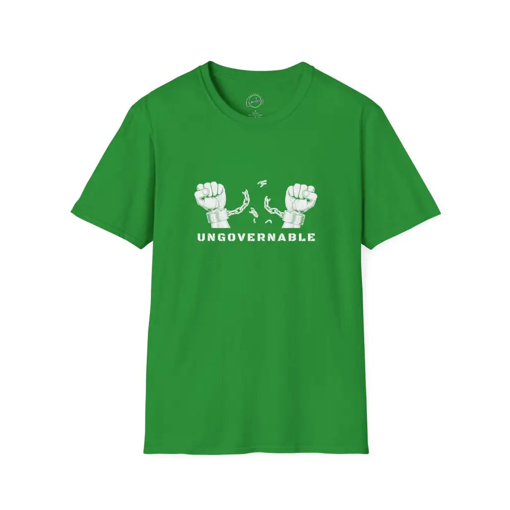 Ungovernable Handcuffs Breaking Free T-Shirt | Rebel Freedom Tee | Novelty Break the Chains Shirt - S / Irish Green