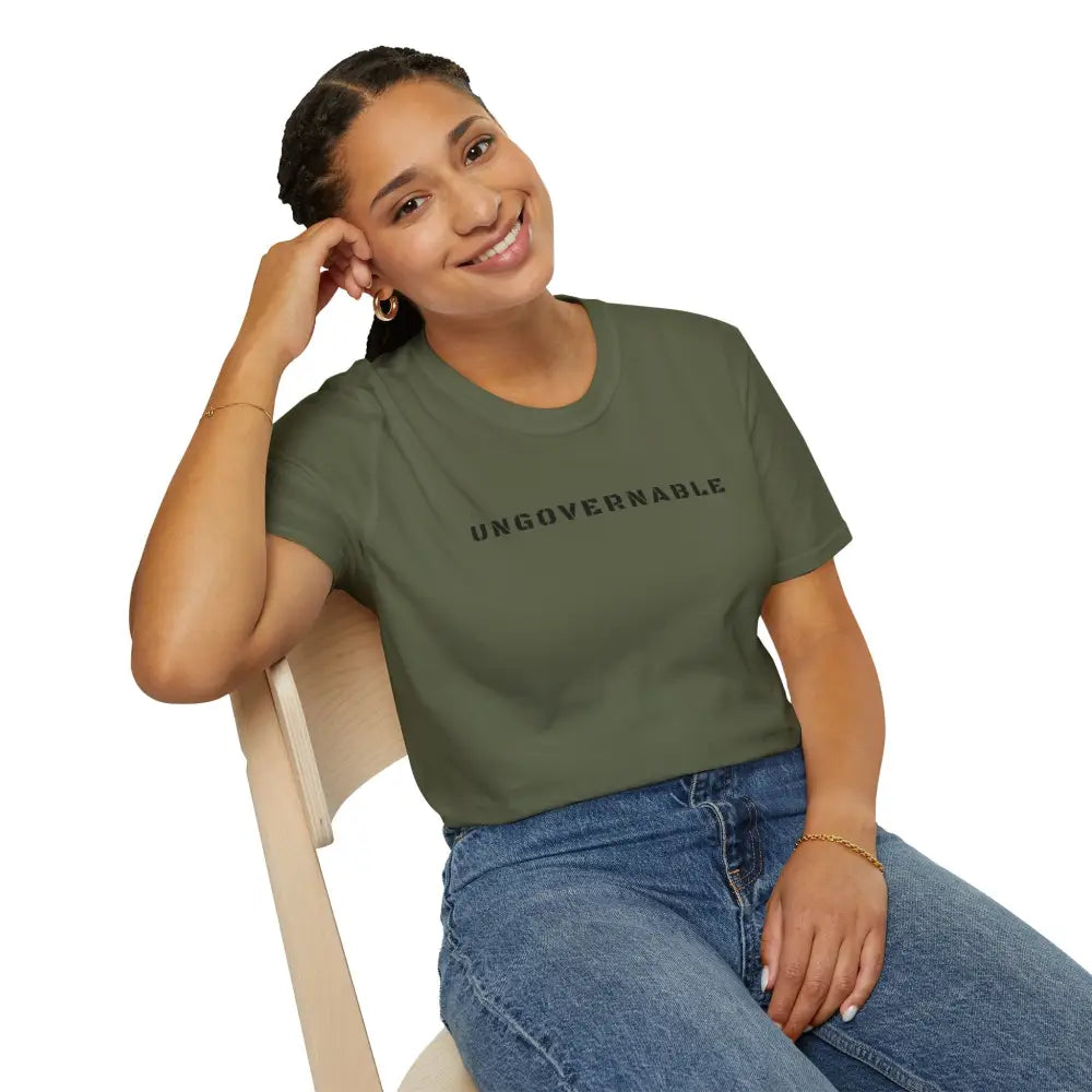 Ungovernable T-Shirt | Distressed Block Letters | Bold Statement Tee - T-Shirt