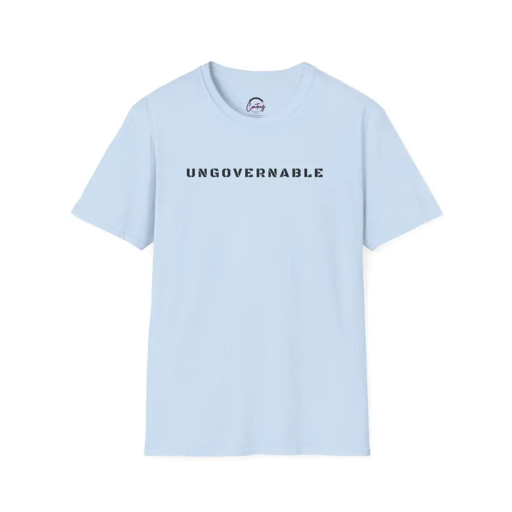 Ungovernable T-Shirt | Distressed Block Letters | Bold Statement Tee - S / Light Blue - T-Shirt