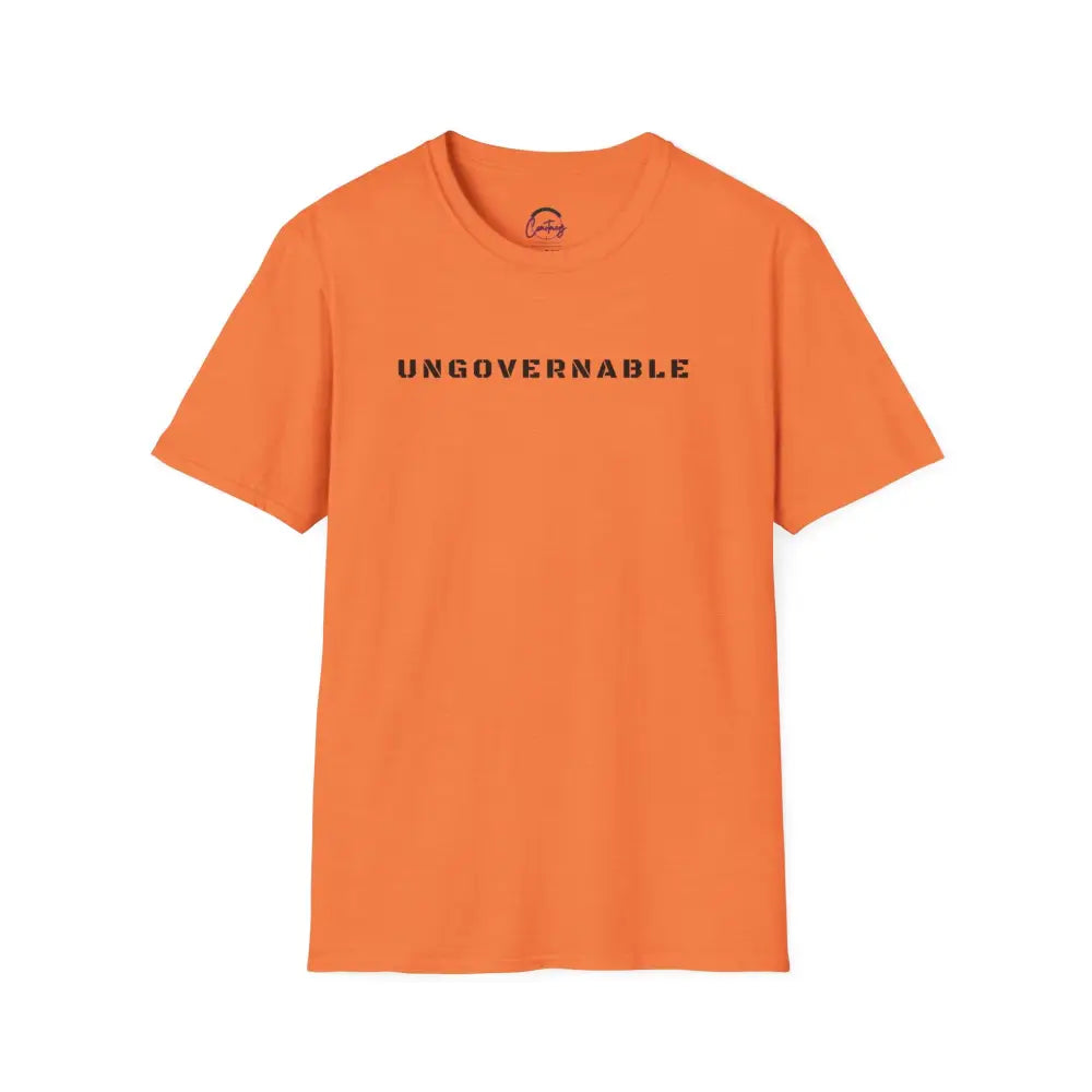Ungovernable T-Shirt | Distressed Block Letters | Bold Statement Tee - S / Heather Orange - T-Shirt