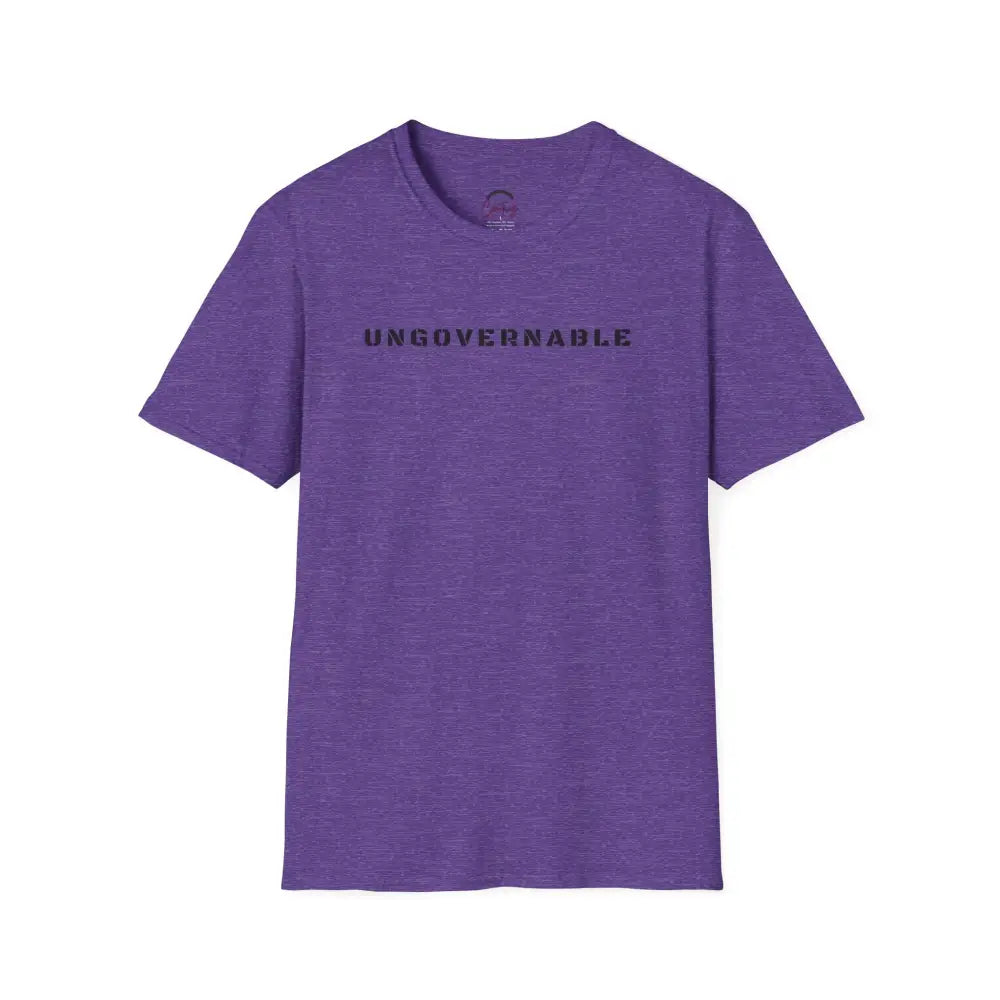 Ungovernable T-Shirt | Distressed Block Letters | Bold Statement Tee - S / Heather Purple - T-Shirt