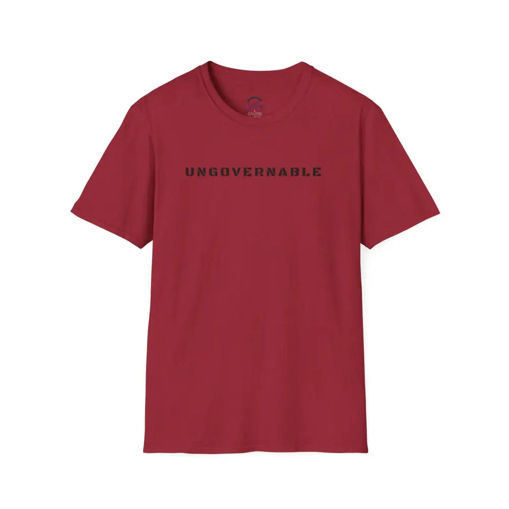 Ungovernable T-Shirt | Distressed Block Letters | Bold Statement Tee - S / Antique Cherry Red - T-Shirt