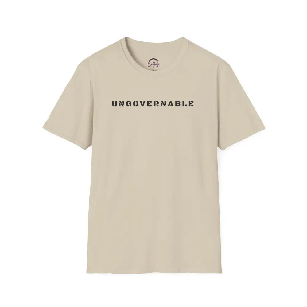 Ungovernable T-Shirt | Distressed Block Letters | Bold Statement Tee - S / Sand - T-Shirt