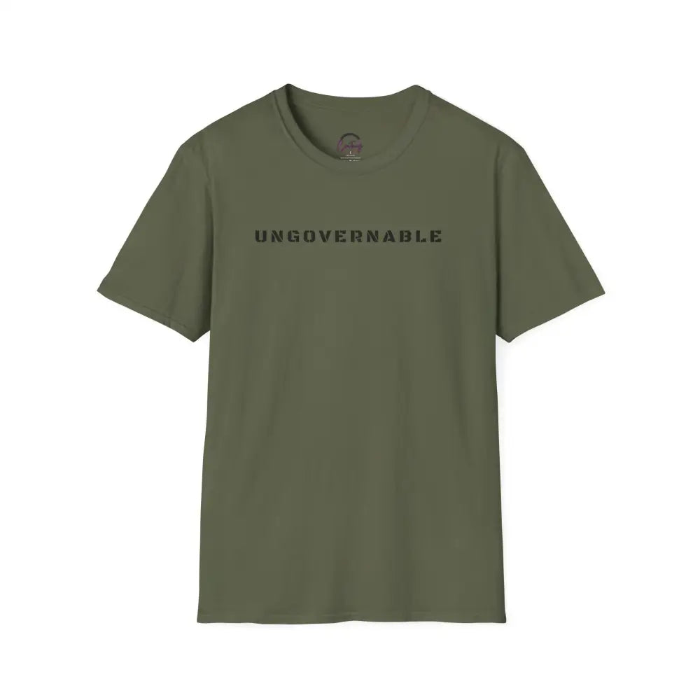 Ungovernable T-Shirt | Distressed Block Letters | Bold Statement Tee - S / Military Green - T-Shirt