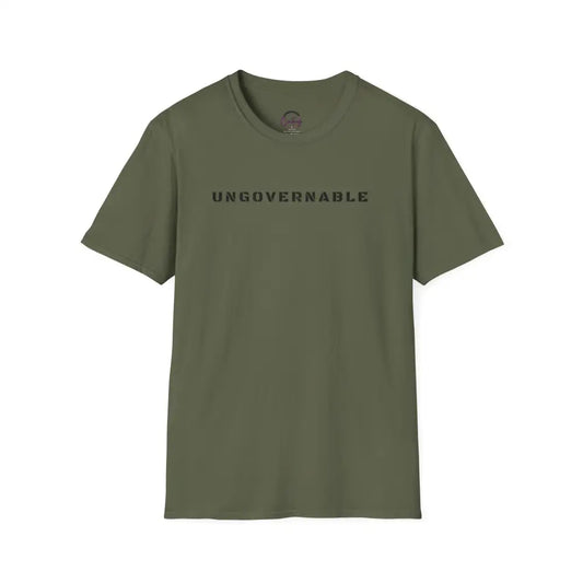 Ungovernable T-Shirt | Distressed Block Letters | Bold Statement Tee - S / Military Green - T-Shirt
