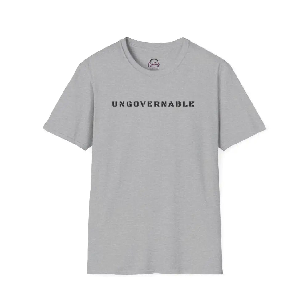Ungovernable T-Shirt | Distressed Block Letters | Bold Statement Tee - XS / Sport Grey - T-Shirt