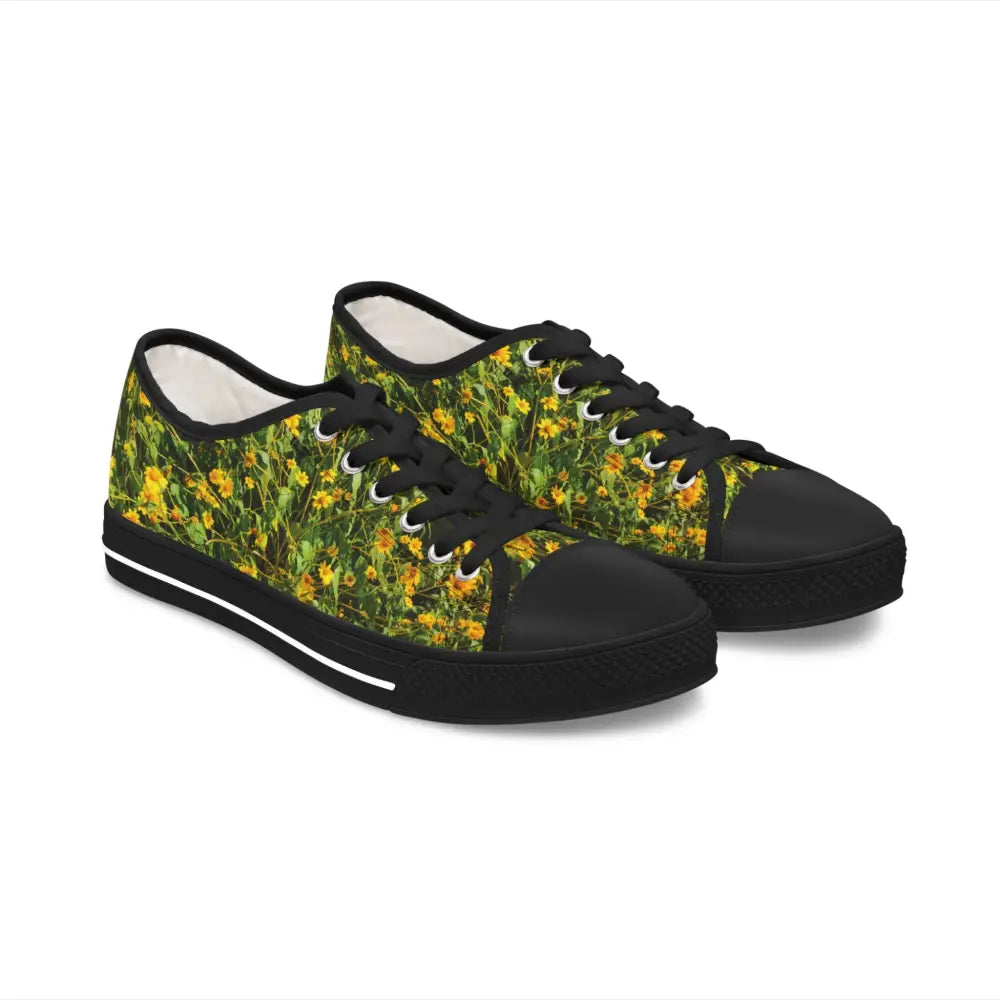 Verdant Wildflower Women’s Low Top Sneakers - US 5.5 / Black sole - Shoes
