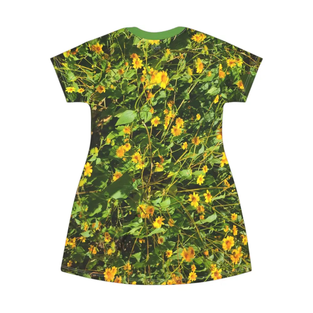 View details for Verdant Wildflower Women’s T-Shirt Dress featuring a vibrant floral design for a fresh, nature-inspired look.