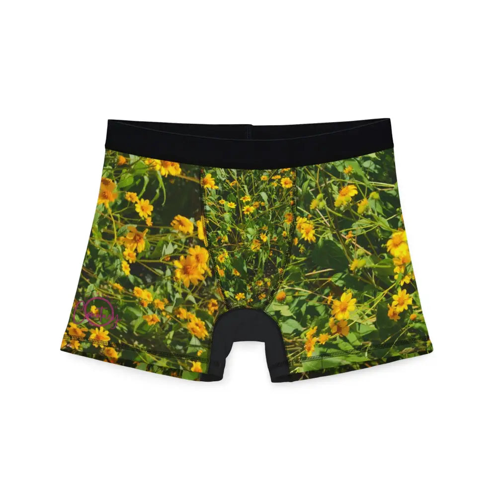 ’Wildflower Wonderland’ Men’s Boxers: A Garden Party in Your Pants - S / Black stitching - All Over Prints